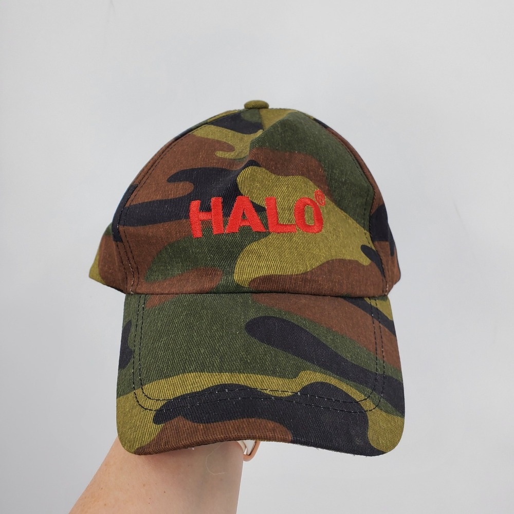 HALO Camouflage Baseball Cap Red Embroidered Logo Adjustable Camo‎ Hat Mens